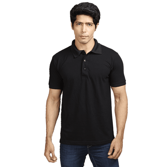 Solid Polo T-Shirt- Black