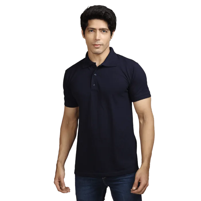 Solid Polo T-Shirt- Navy Blue