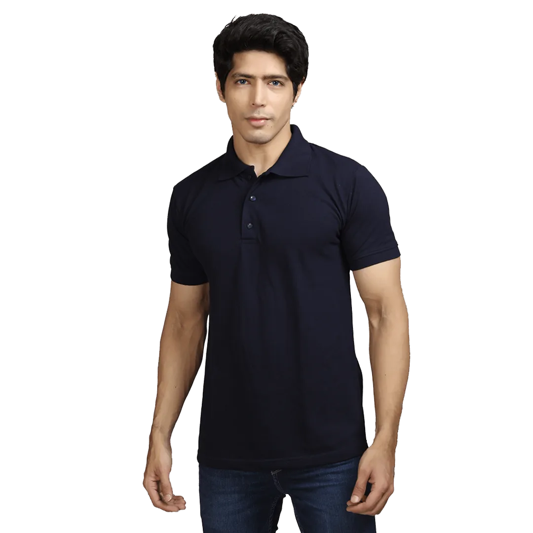 Solid Polo T-Shirt- Navy Blue