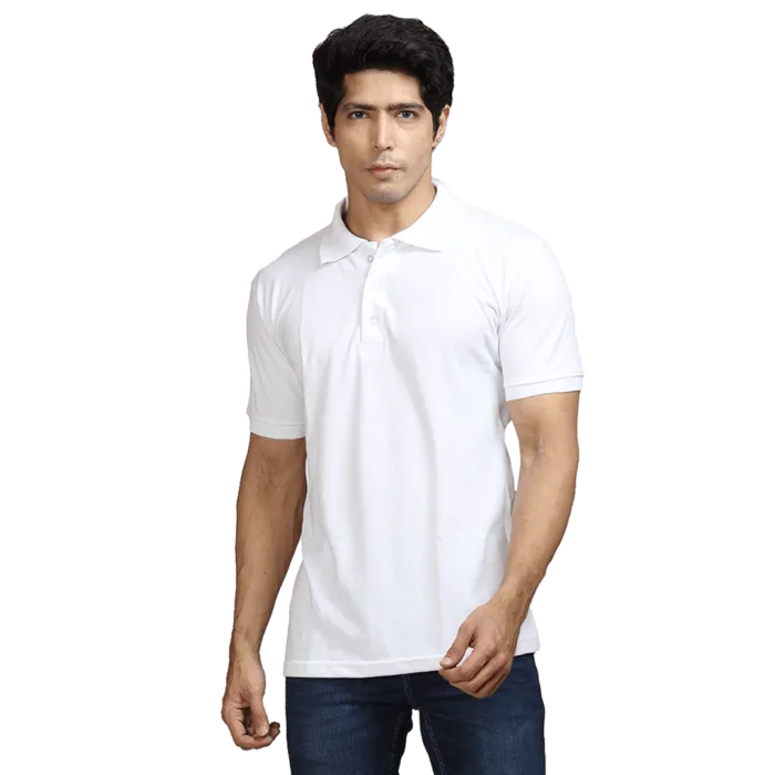 Solid Polo T-Shirt- White
