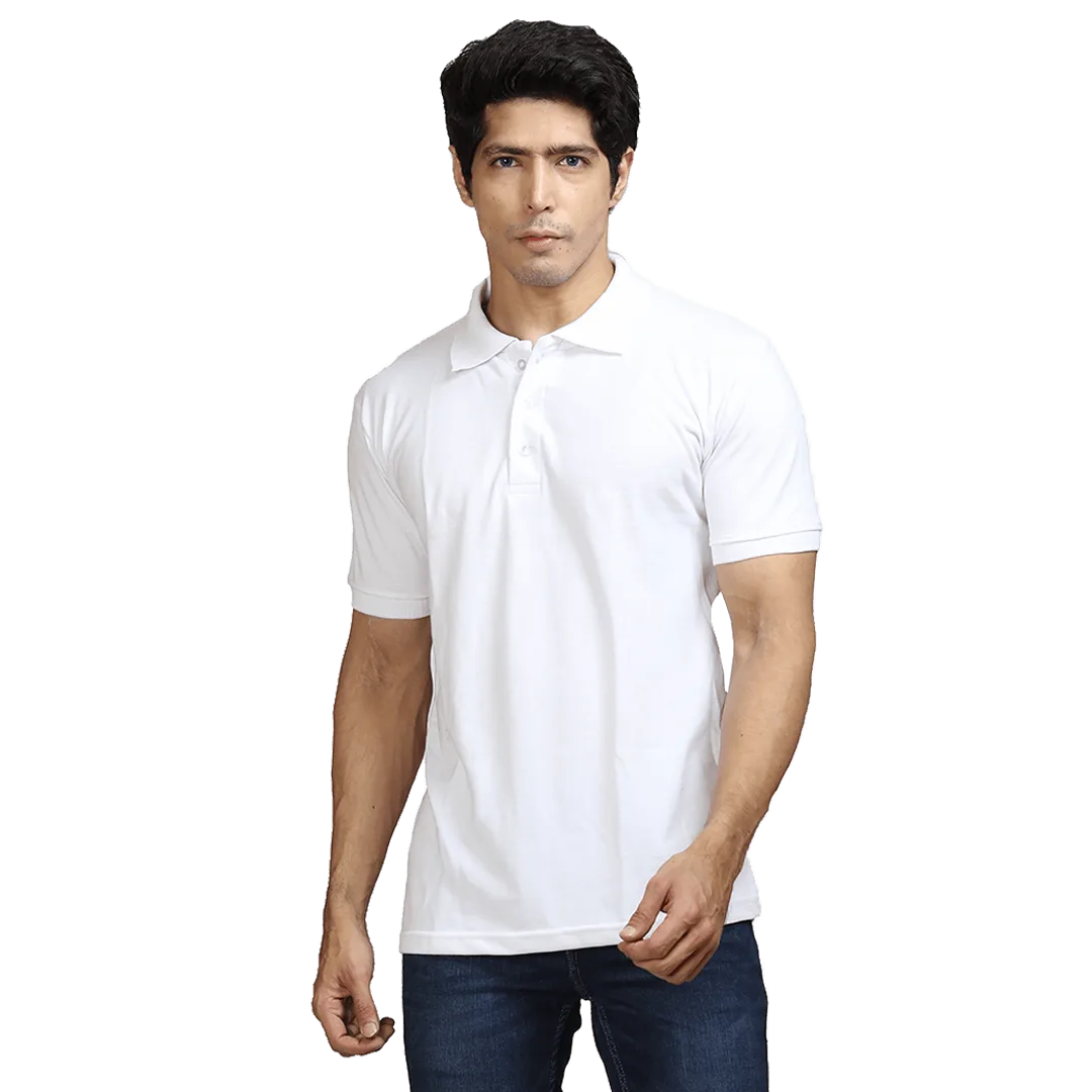 Solid Polo T-Shirt- White
