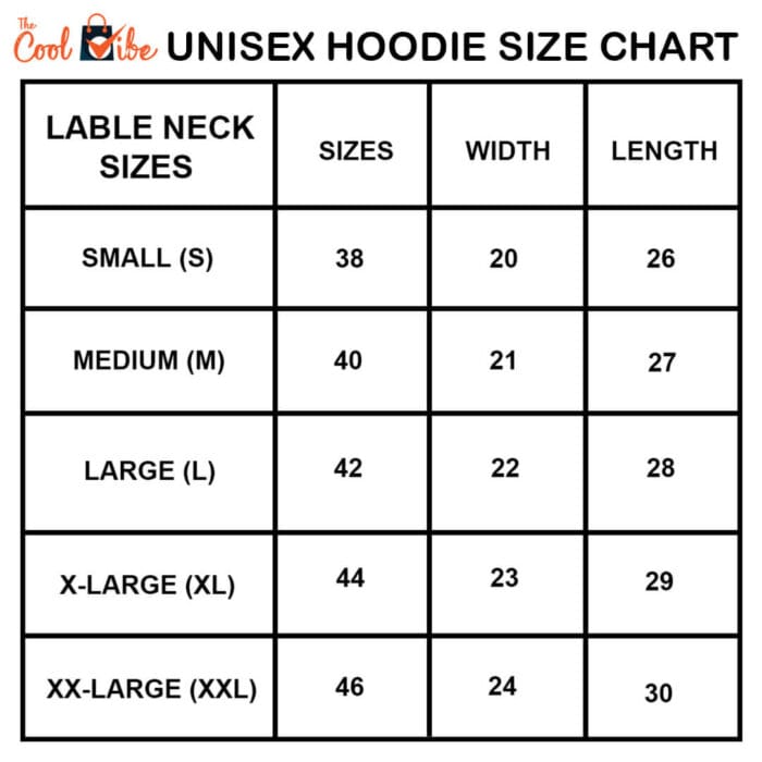 Hoodie size chart