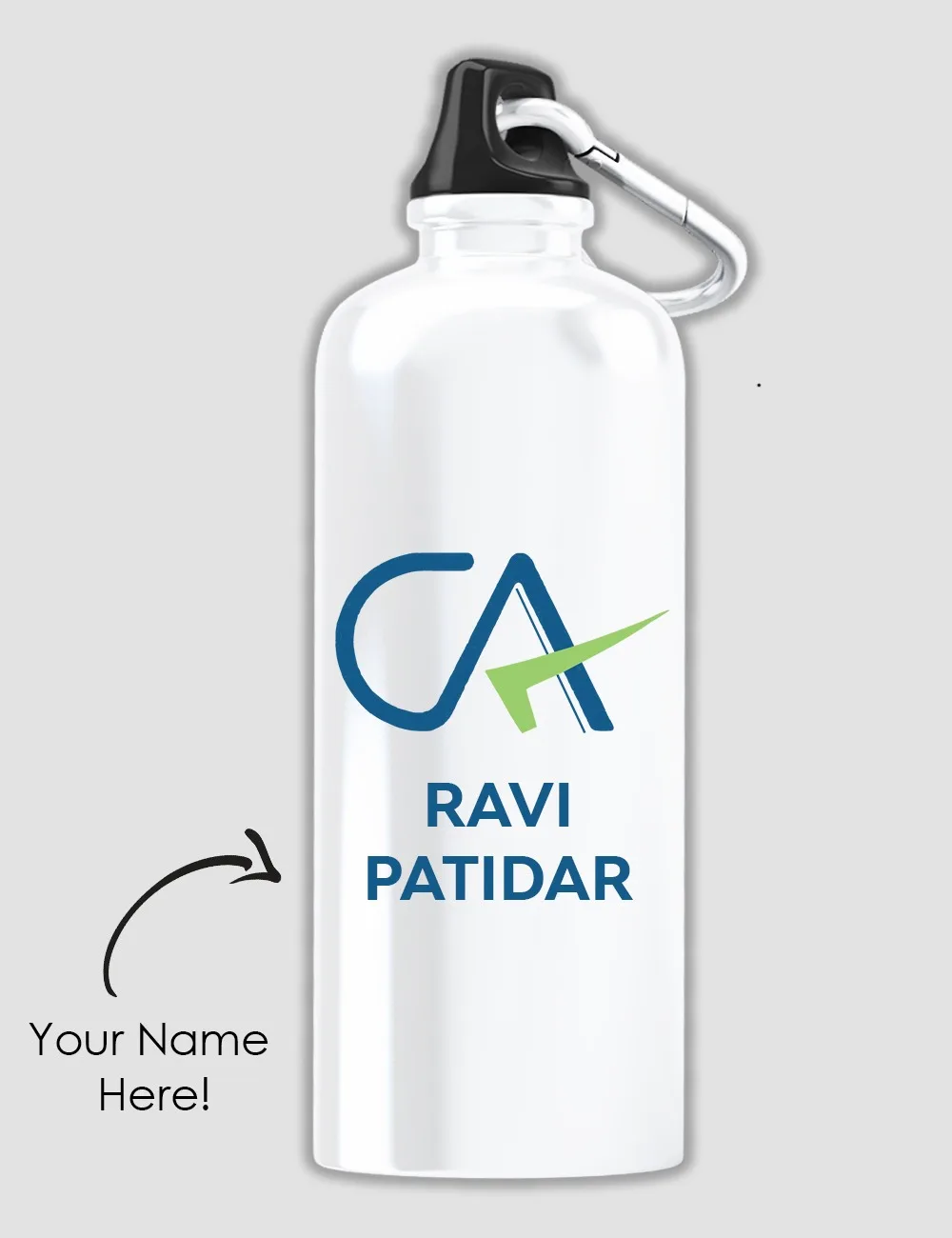 Custom Sipper Water Bottle With CA Logo and Name