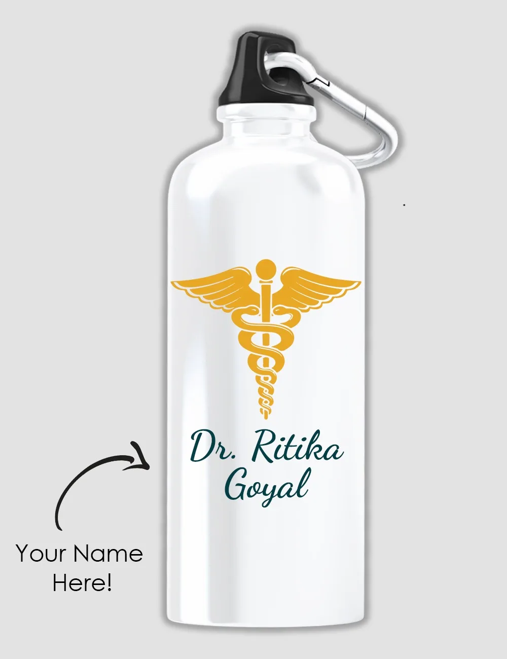 Custom Sipper Bottle With Doctor Symbol and Name