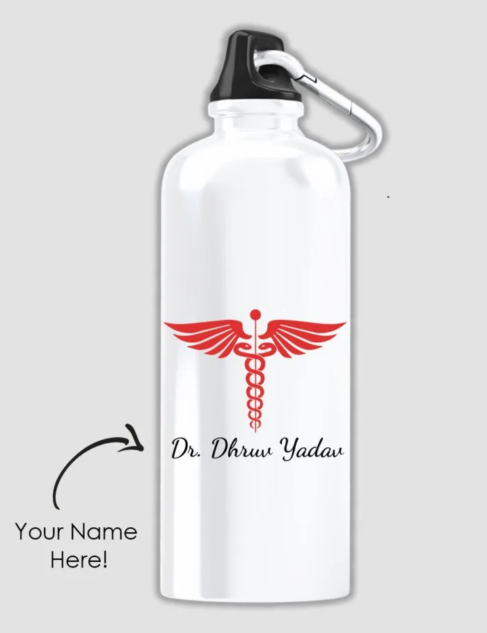 Custom Sipper Water Bottle With Doctor Logo and Name