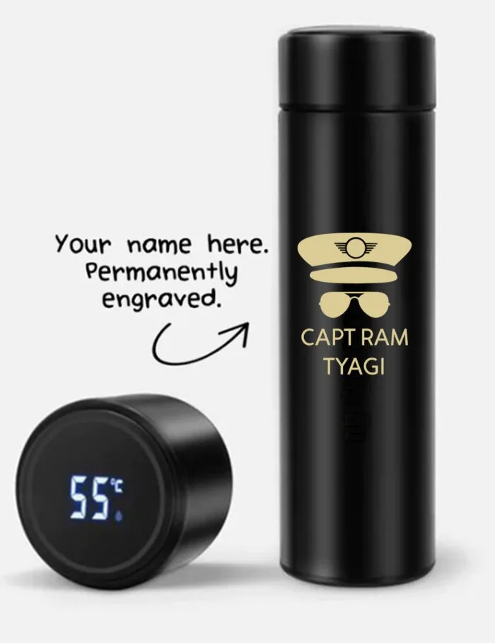Custom Pilot Name Digital Temperature Display Bottle