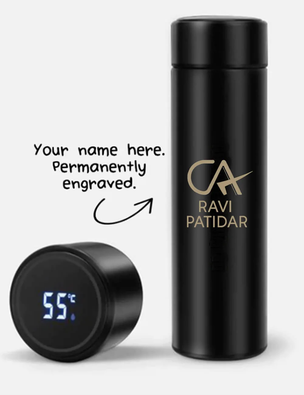 Personalized CA Name LED Temperature Bottle (Chartered Accountant)