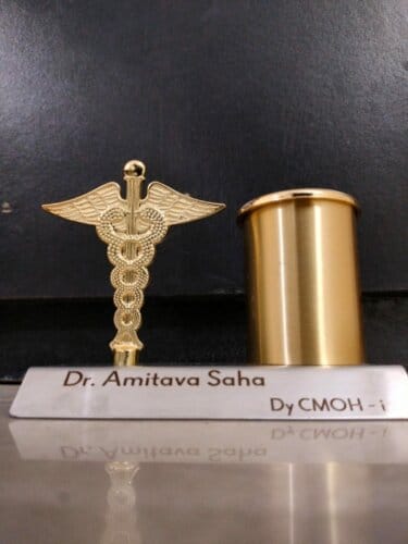 Personalized Golden Pen Stand for Doctors| Name with Dr Symbol photo review