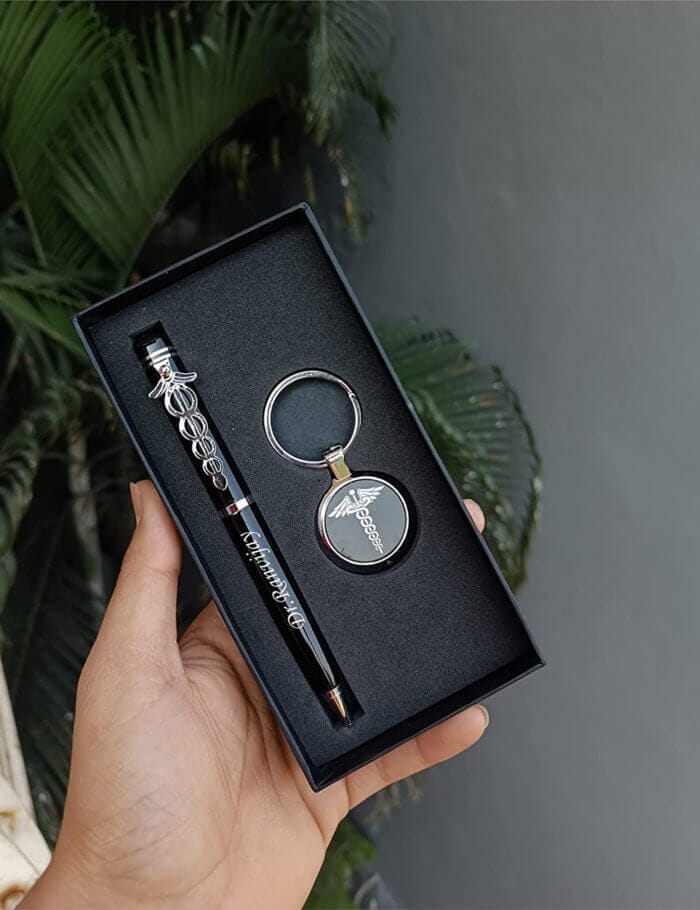 Personalized Doctor Premium Pen & Keychain Set With Your Name Engraved | Customized Gift