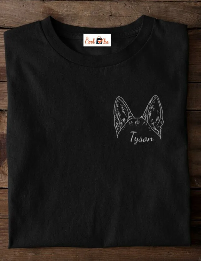 Personalized Dog Ear T-shirt with Your Pet's Name| Gift for Pet Lovers