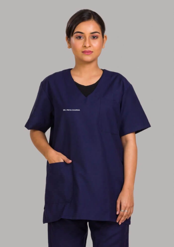 Personalized Premium Medical Unisex Scrub Suit Dress - Navy Blue