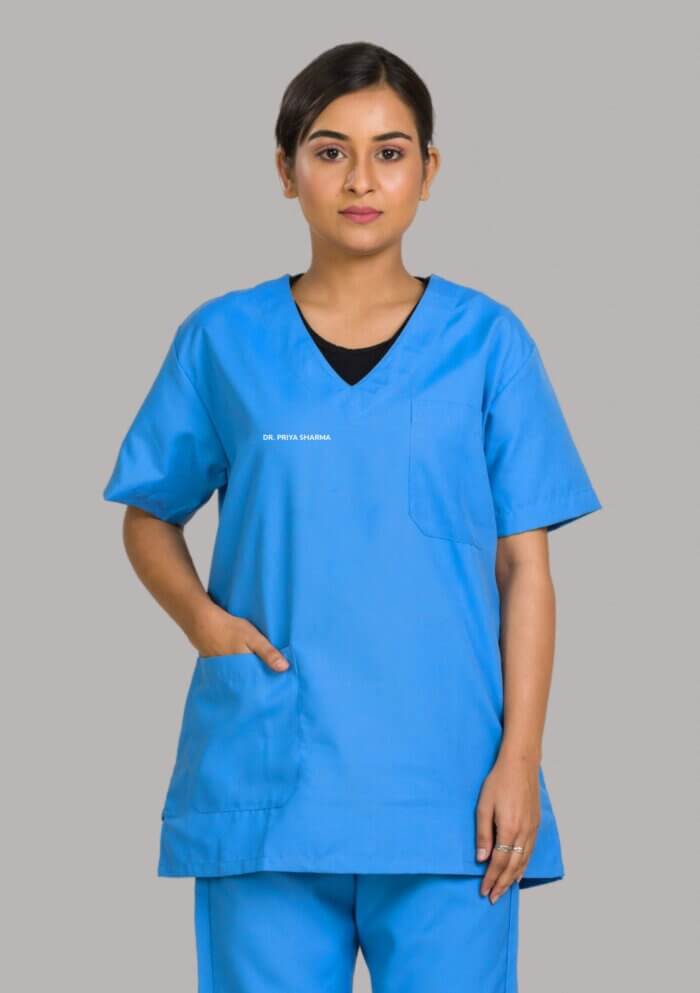 Personalized Premium Medical Unisex Scrub Suit Dress - Sky Blue