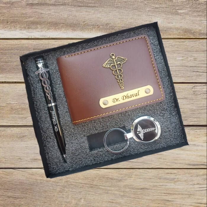 Customized Doctors Wallet Pen & Key Chain Set | Gift For Doctors