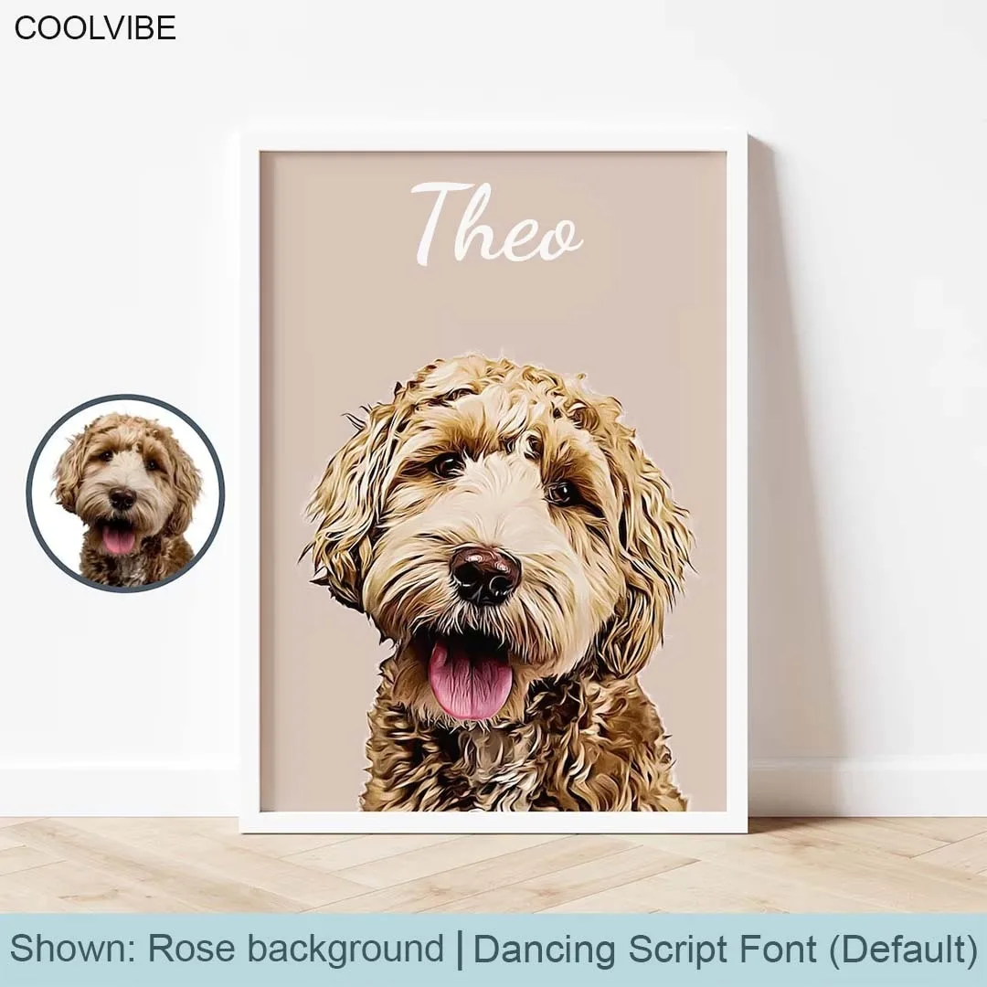 Custom Pet Portraits Using Your Pet's Photo and Name